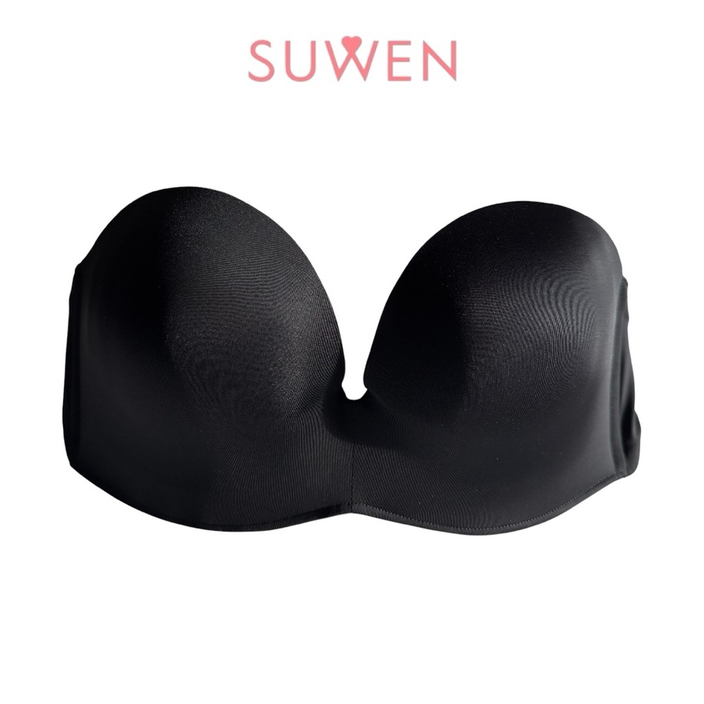 SUWEN Strapless Black Seamless Adhesive Bandeau Bra - Picture 9 of 9